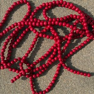 Vibrant Red Beaded Garland - 9 ft - Set of 2